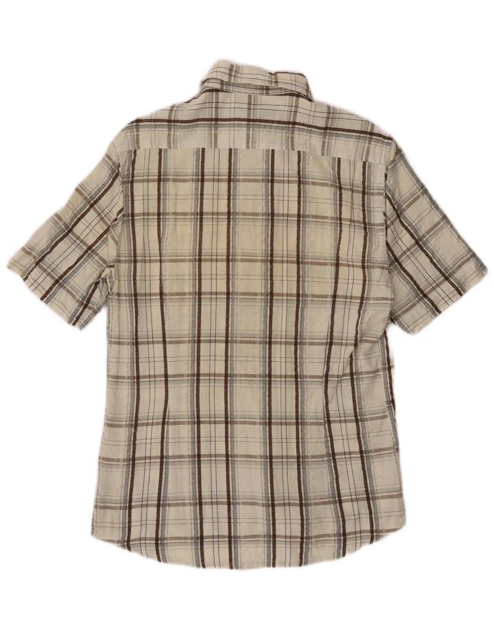 Kappa Chemise à manches courtes homme en coton à carreaux blanc cassé moyen