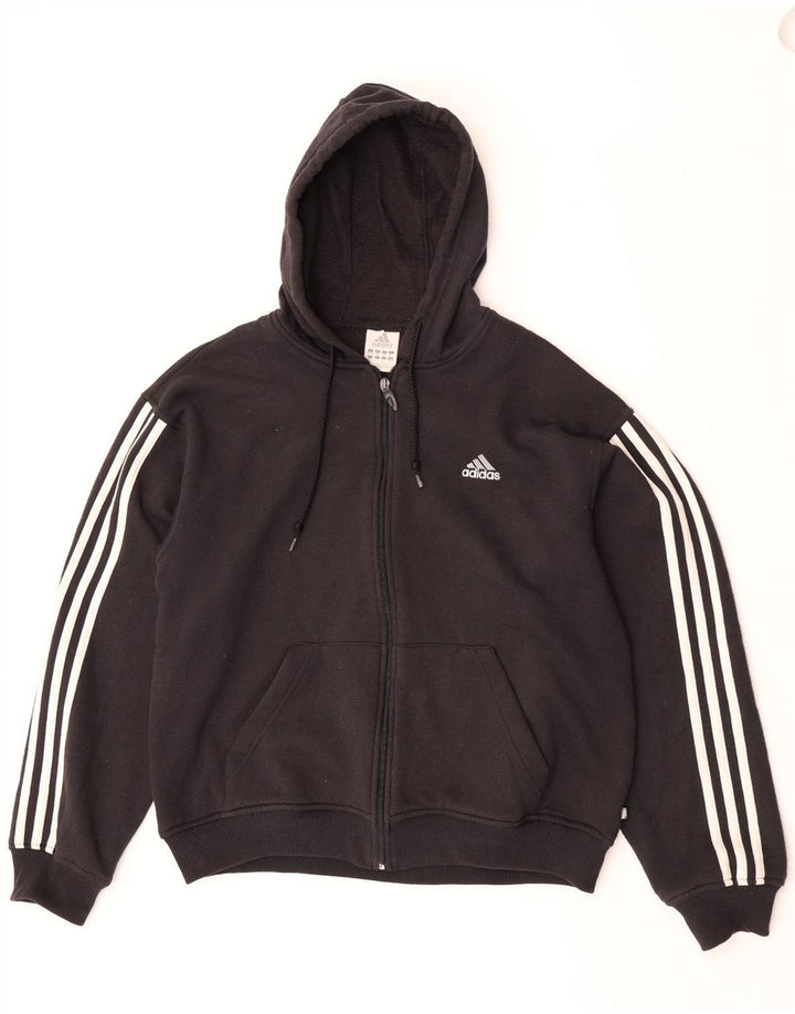Adidas Pull à capuche zippé pour homme en coton noir moyen
