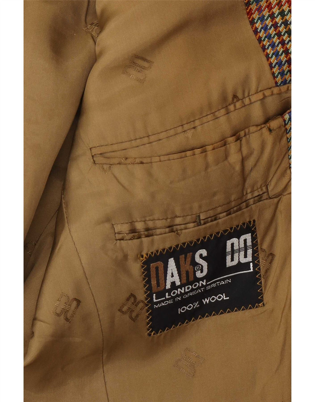 Dack's Veste blazer à 2 boutons pour homme UK 38 en laine pied-de-poule marron moyen