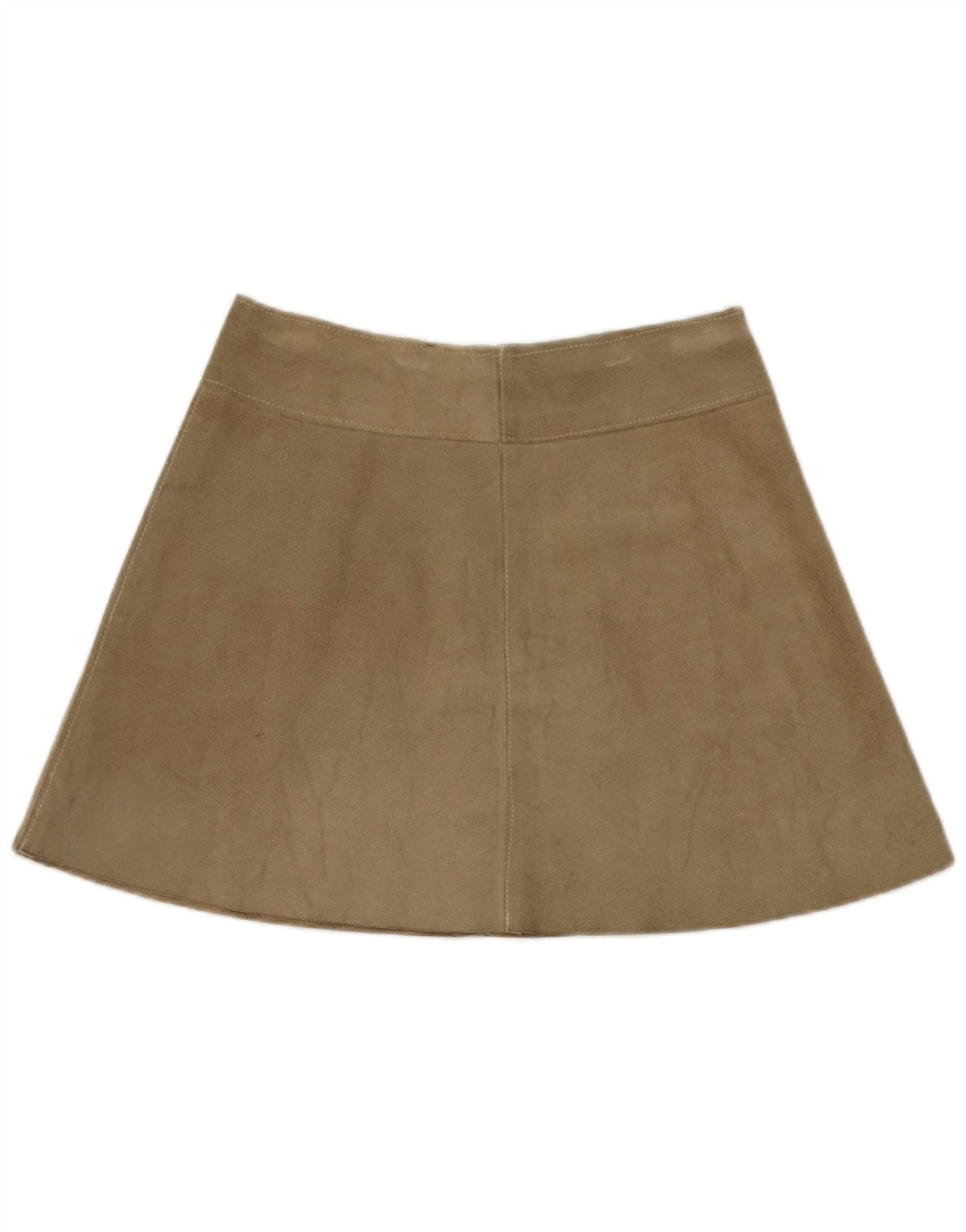 vintage Femme Daim Mini Jupe W28 Cuir Kaki Moyen