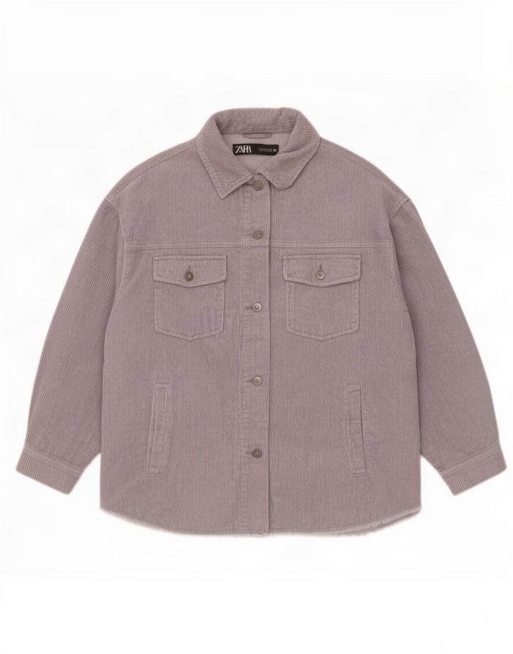 Zara Veste surdimensionnée en velours côtelé pour femme UK 16 Grand coton gris