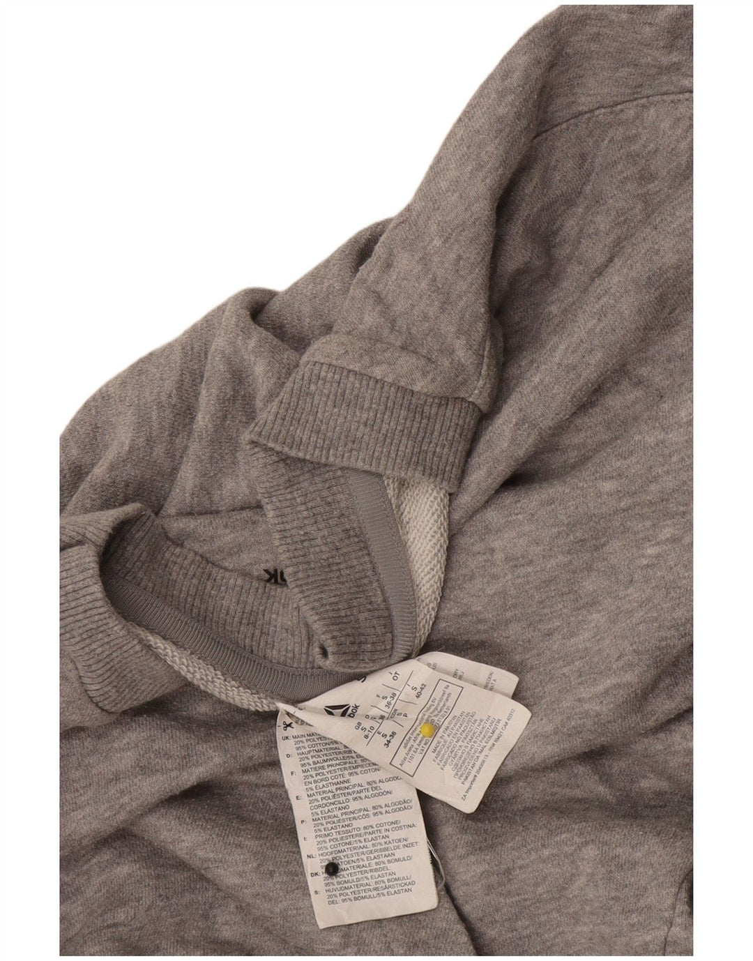 Reebok Pull surdimensionné pour femme UK 8/10 Petit Gris Coton