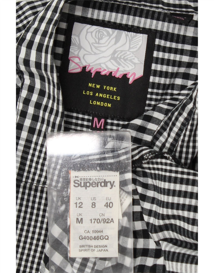 Superdry Chemise graphique longue pour femme UK 12 en coton à carreaux noir moyen