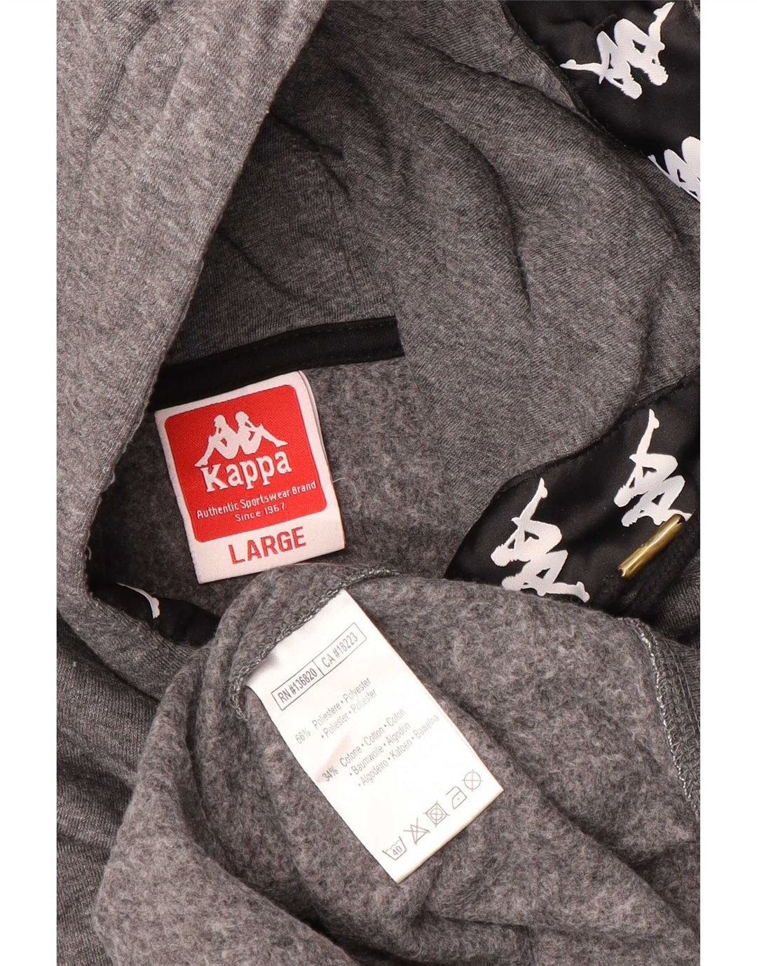Kappa Pull à capuche graphique pour homme, grand, gris, polyester