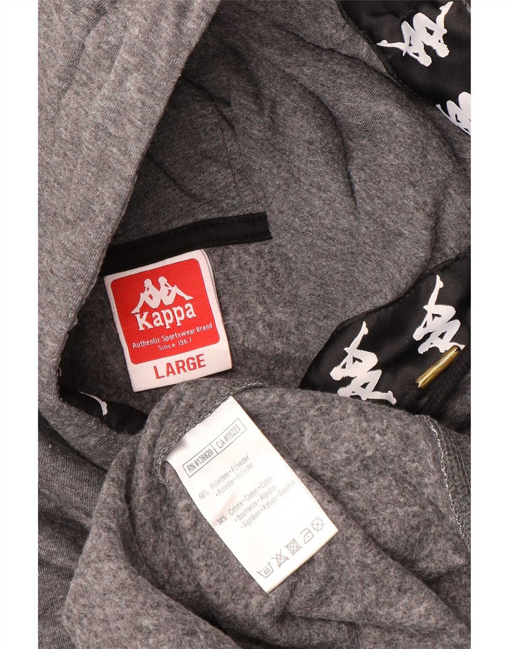 Kappa Pull à capuche graphique pour homme, grand, gris, polyester