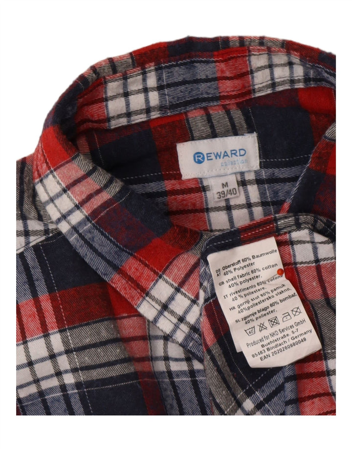 REWARD Chemise en flanelle pour homme UK 39/40 Coton à carreaux rouge moyen