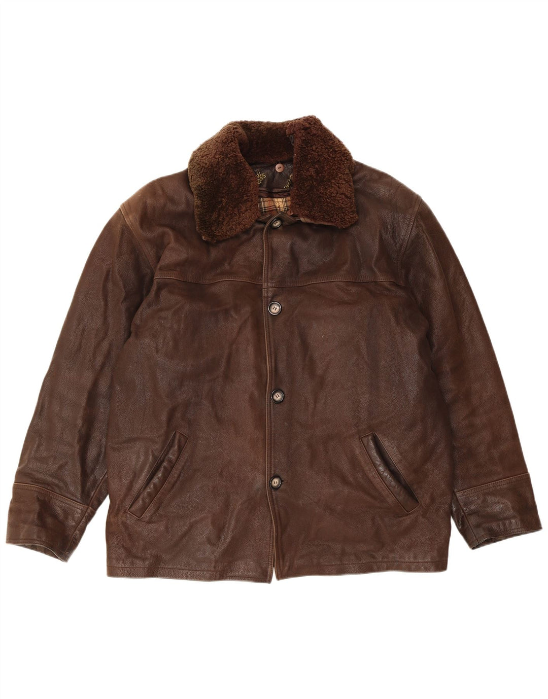 VINTAGE Veste en cuir homme UK 40 Grand cuir marron