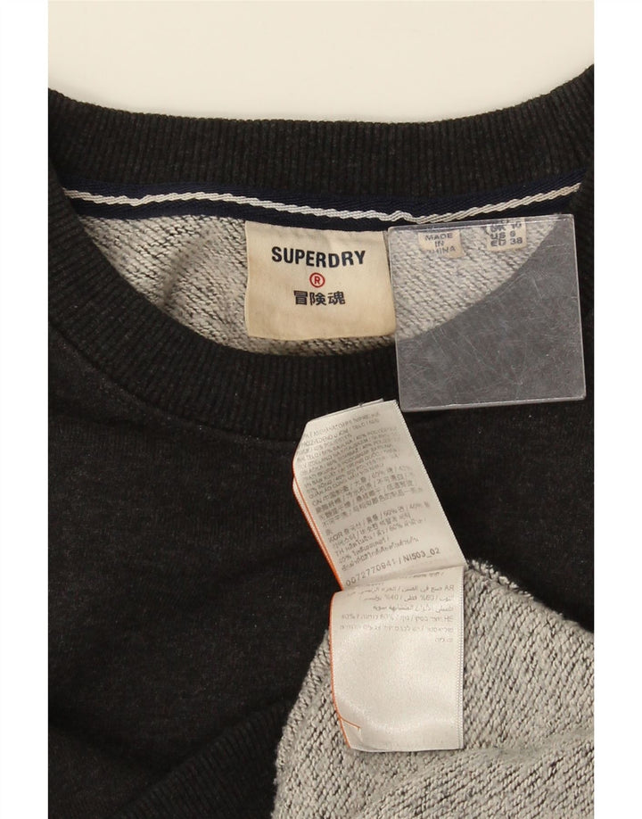 Superdry Sweat-shirt surdimensionné pour femme UK 10 Petit coton noir