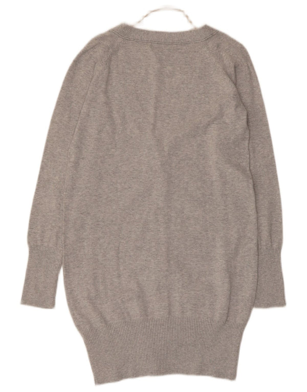 Zara Womens Longline Cardigan Sweater UK 10 Petit Gris Coton