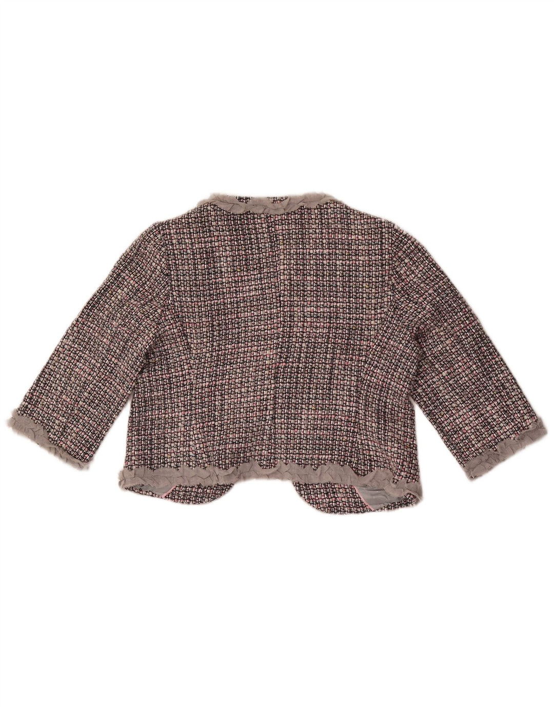 Marks & Spencer Veste boléro à manches 3/4 pour femme UK 14 Gris moyen à carreaux