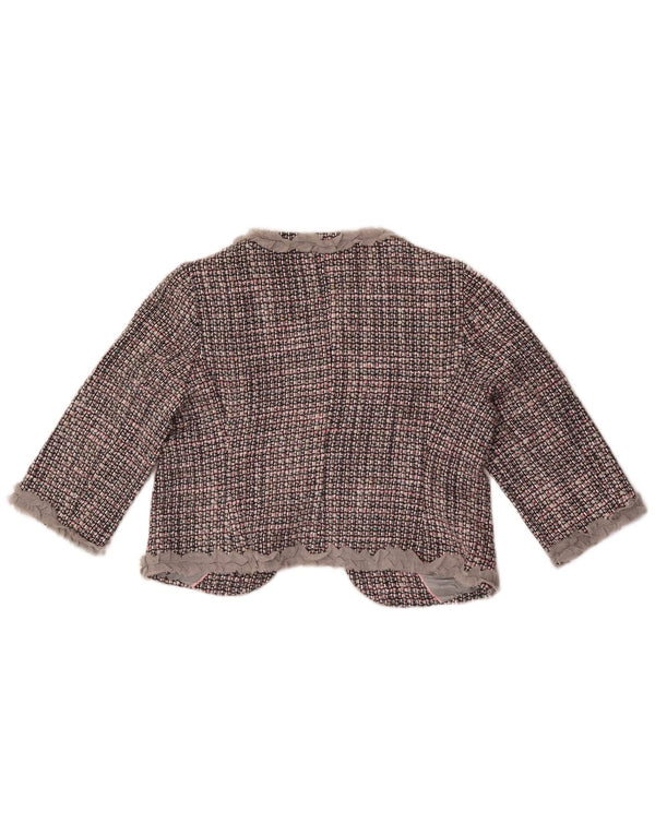 Marks & Spencer Womens 3/4 Sleeve Bolero Jacket UK 14 Medium Grey Check