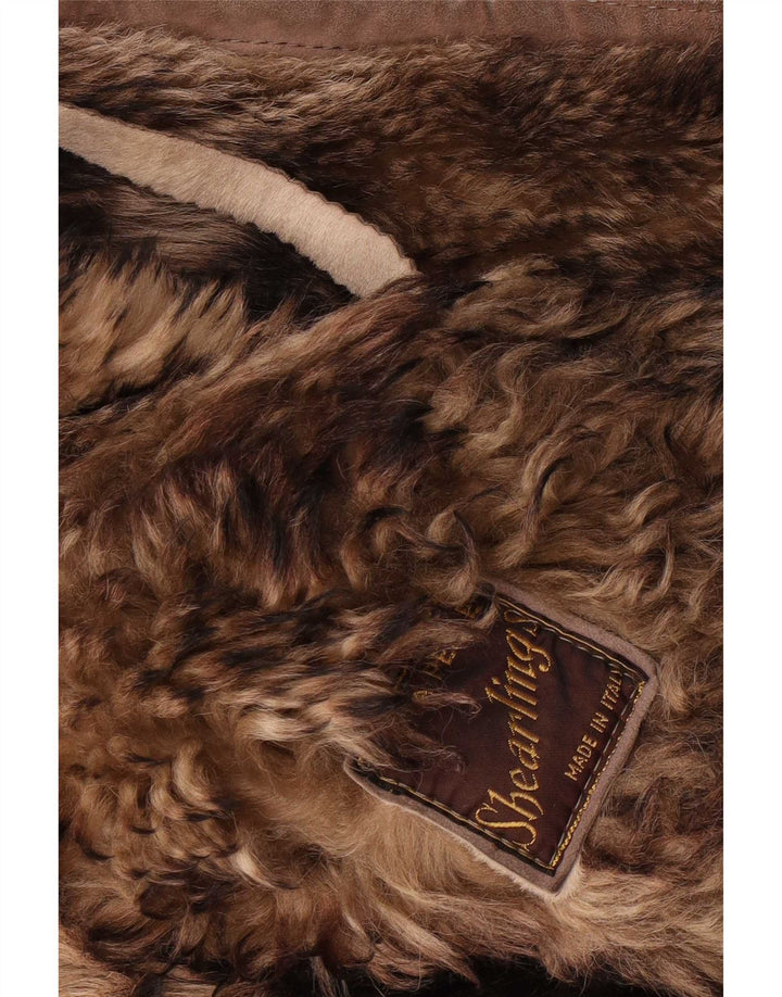 manteau en peau de mouton femme vintage UK 18 XL Marron