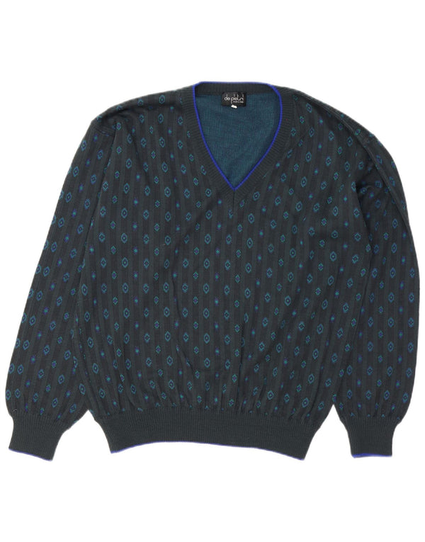 De Pietri Pull Col V Homme IT 50 Gris Moyen Géométrique Coton