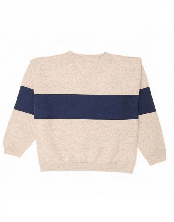 vintage Mens Sweatshirt Jumper Grand Gris Colorblock Polyester
