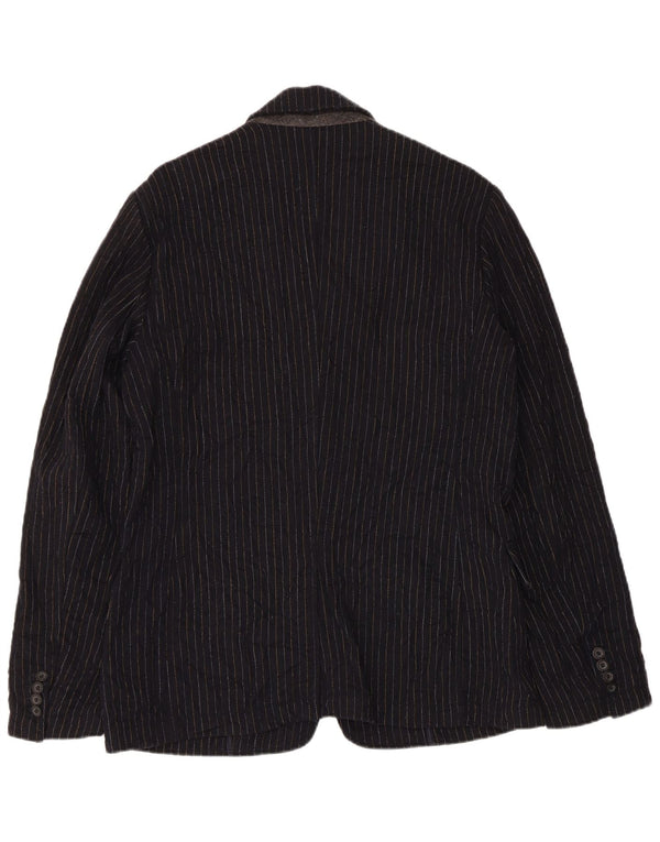 Guess Veste blazer à 2 boutons pour homme UK 38 en laine rayée bleu marine moyen