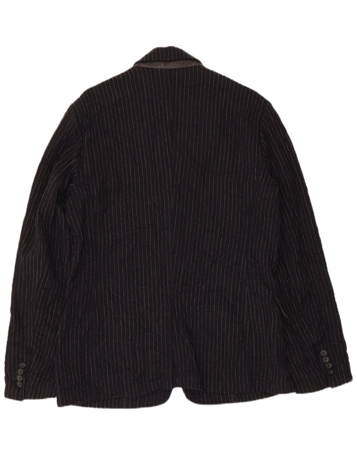 Guess Veste blazer à 2 boutons pour homme UK 38 en laine rayée bleu marine moyen