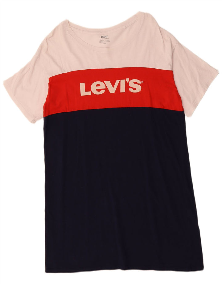 LEVI'S Robe t-shirt surdimensionnée pour femme UK 10 Small Bleu marine Colourblock