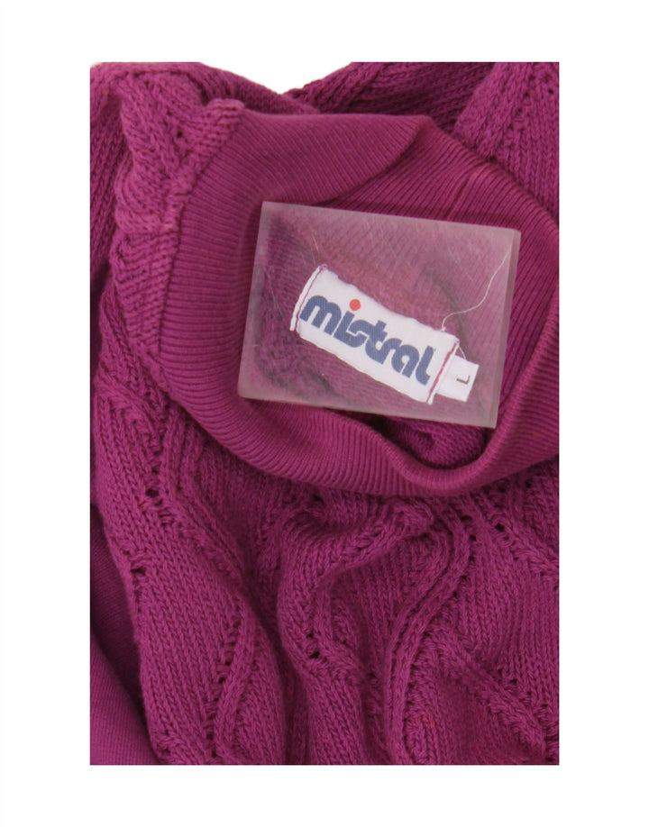 MISTRAL Mens Turtle Neck Jumper Sweater Large Purple Cotton Vintage Mistral and Second-Hand Mistral from Messina Hembry 