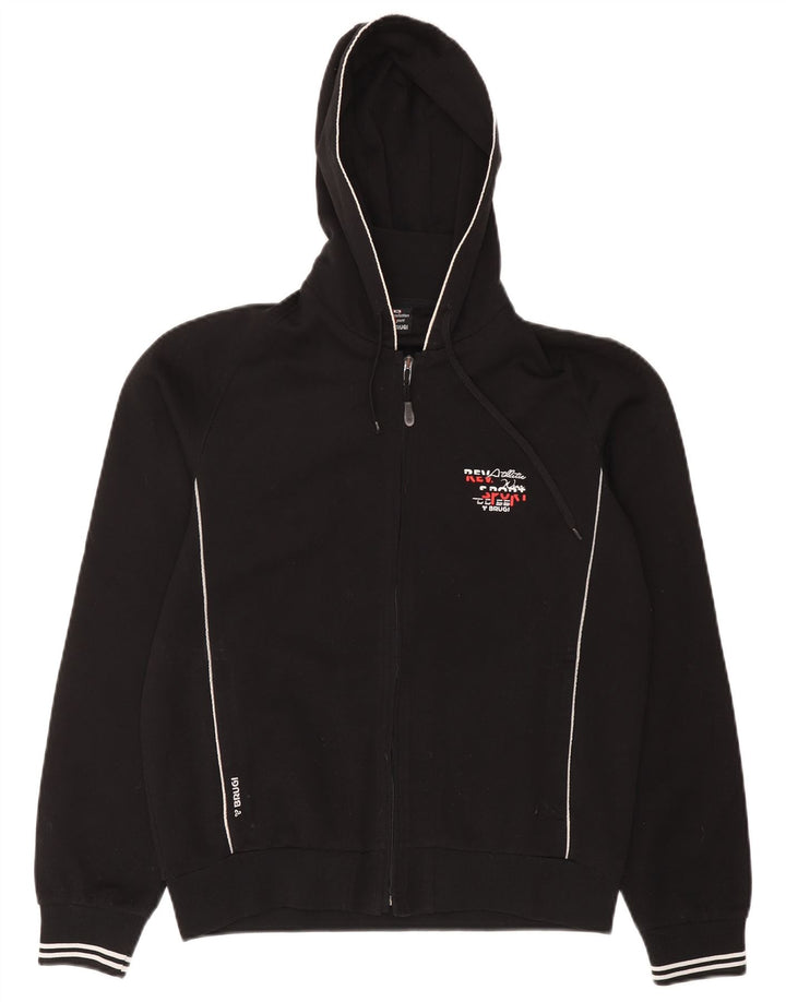 Brugi Pull à capuche zippé pour homme en polyester noir moyen