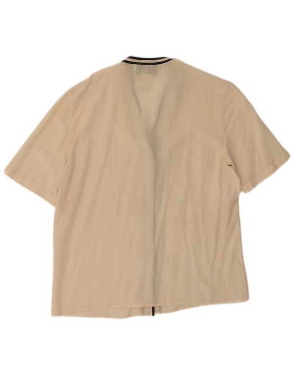 Les Copains Femme Chemise Manches Courtes Blouse IT 48 XL Blanc Cassé Rayé