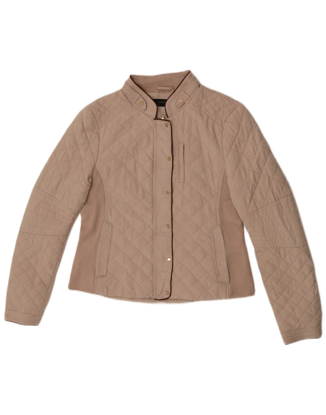 Zara Veste matelassée pour femme UK 14 Large Beige Polyester
