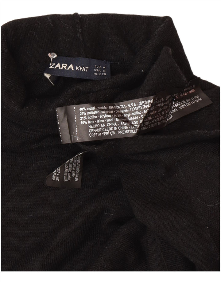 Zara Pull col roulé pour femme UK 14 Medium Noir Modal