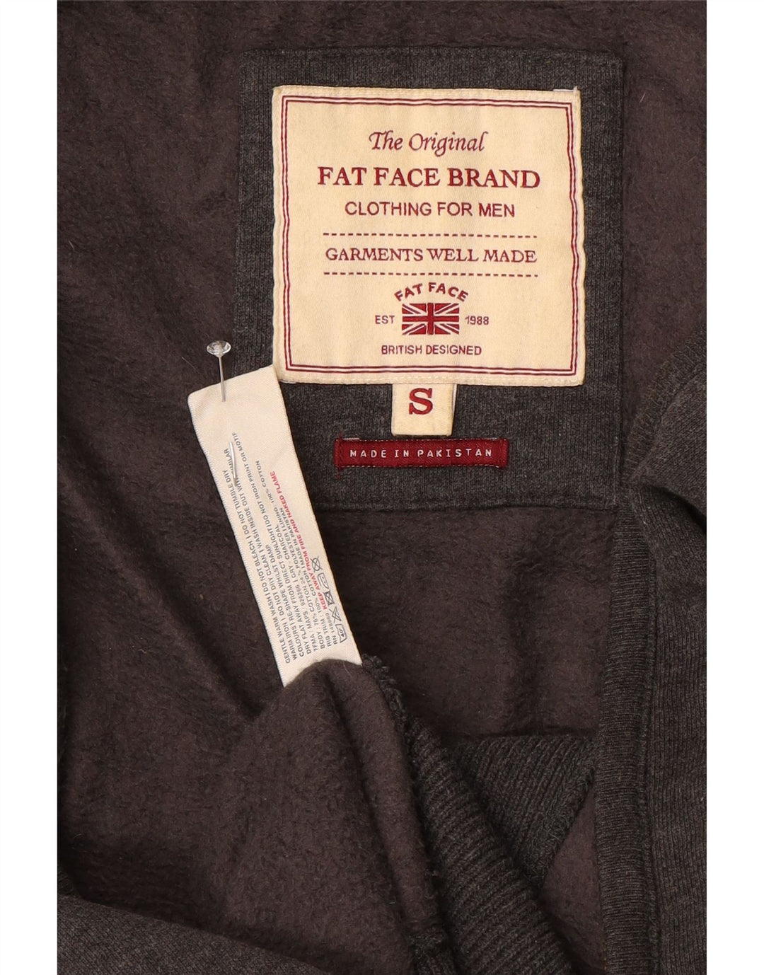 Fat Face Pull à capuche zippé pour homme Petit coton gris