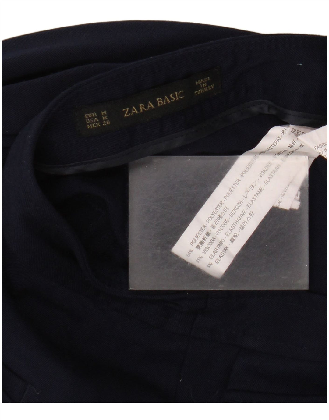 Zara Pantalon décontracté Bootcut Femme Moyen W28 L30 Bleu Marine Polyester