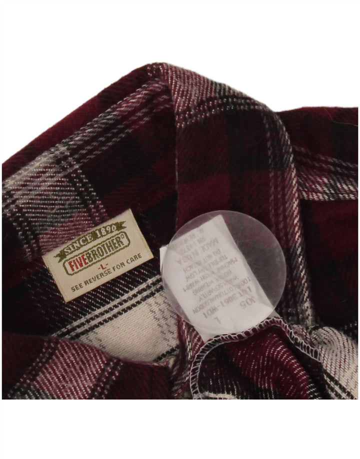 vintage Chemise en flanelle pour hommes Grand coton à carreaux bordeaux