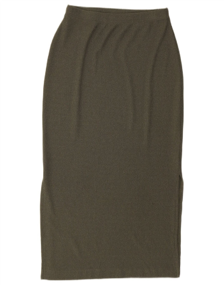 Marks & Spencer Jupe mi-longue en tricot pour femme UK 12 Medium W28 Kaki Polyester