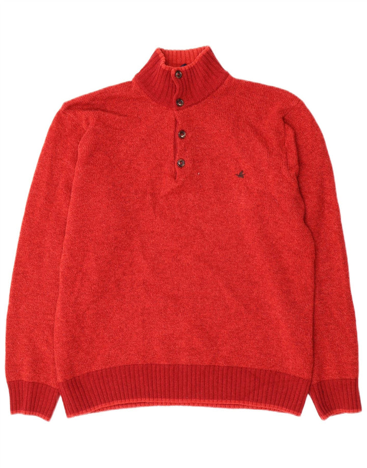 Brooksfield Pull à col boutonné pour homme IT 48 Laine rouge moyen