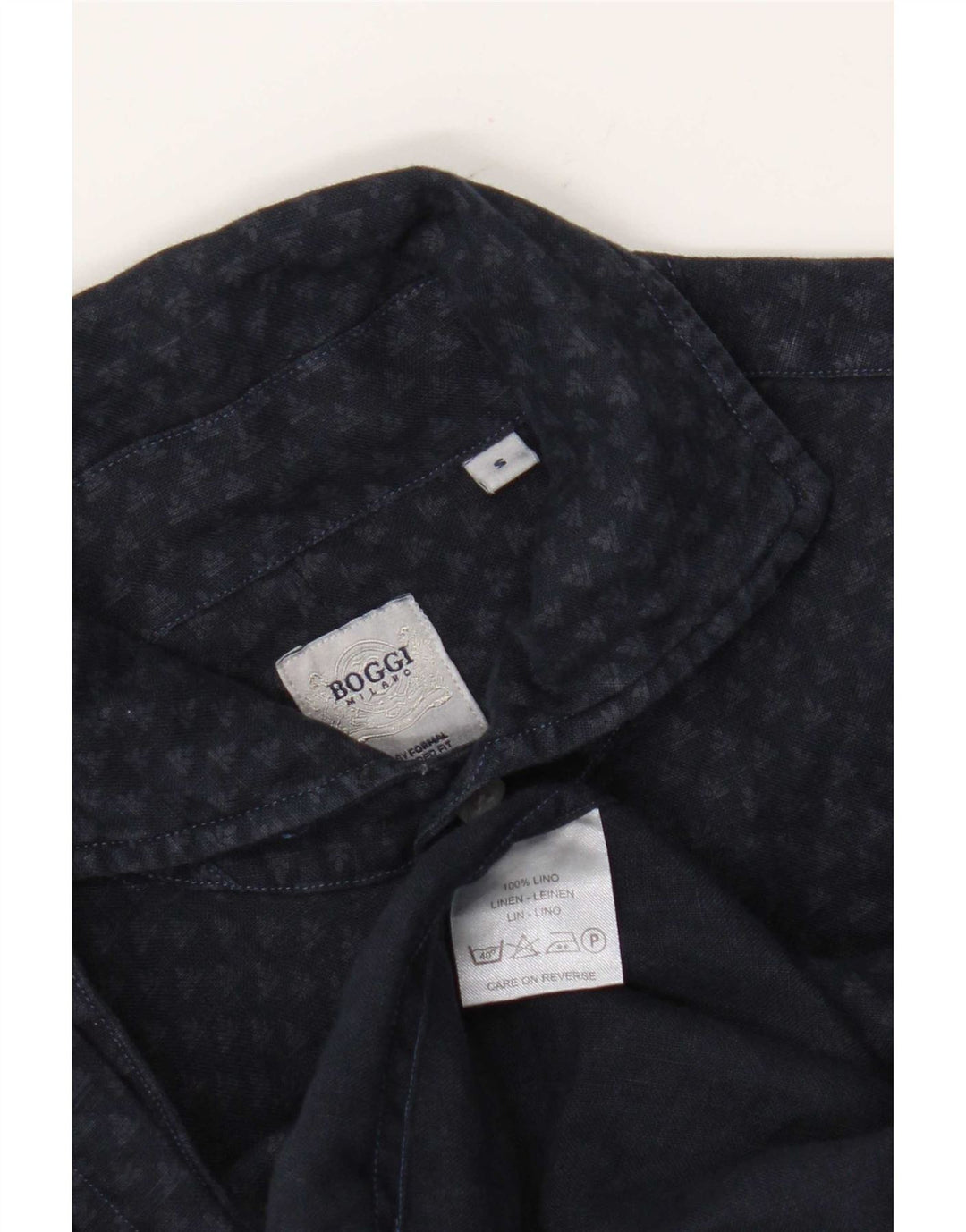 Boggi Chemise Milano Small Bleu Marine En Lin À Pois Homme