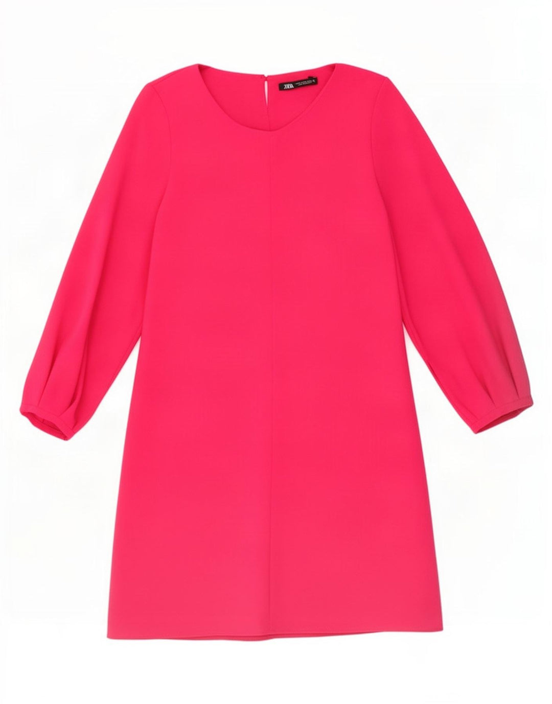 Zara Robe trapèze à manches 3/4 pour femme UK 12 Rose moyen Polyester