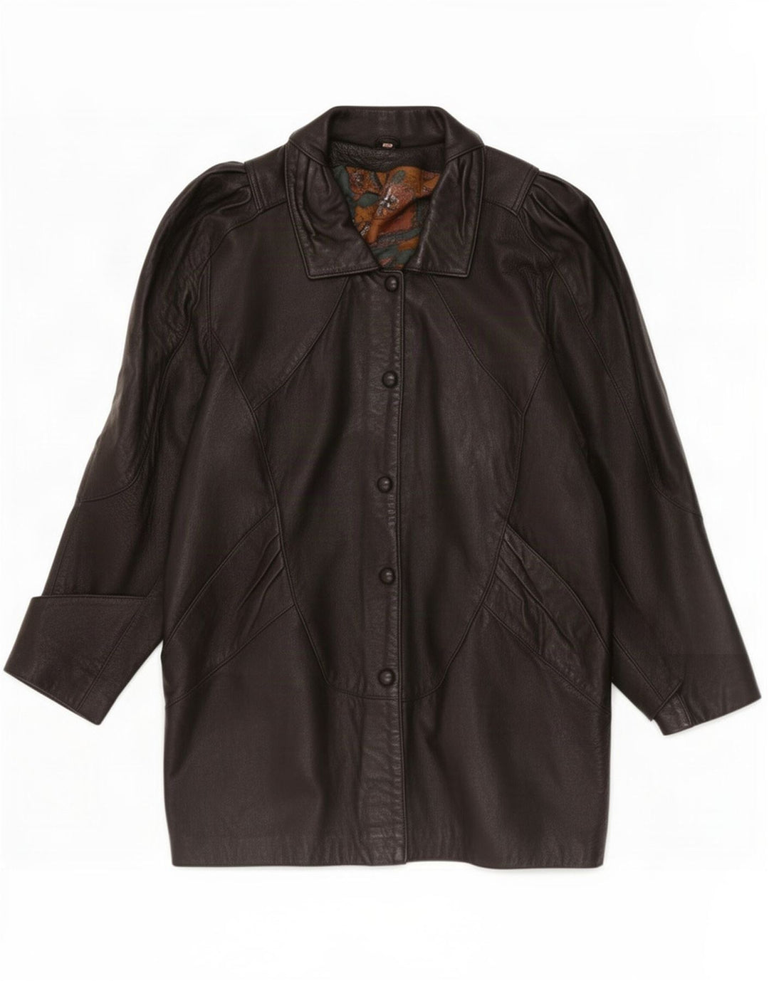 Vintage Manteau en cuir surdimensionné pour femme UK 10 Petit Noir