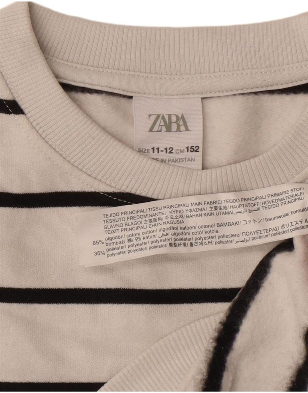 Zara Sweat-shirt Garçon 11-12 ans Blanc Rayé Coton