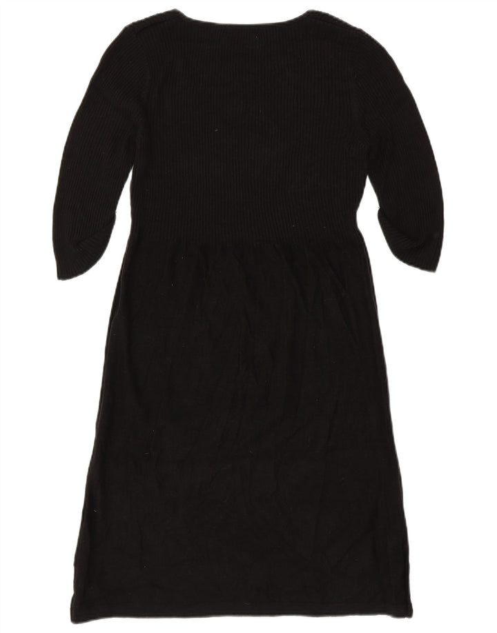 CALVIN KLEIN Robe pull à manches 3/4 pour femme UK 10 Small Acrylique noir