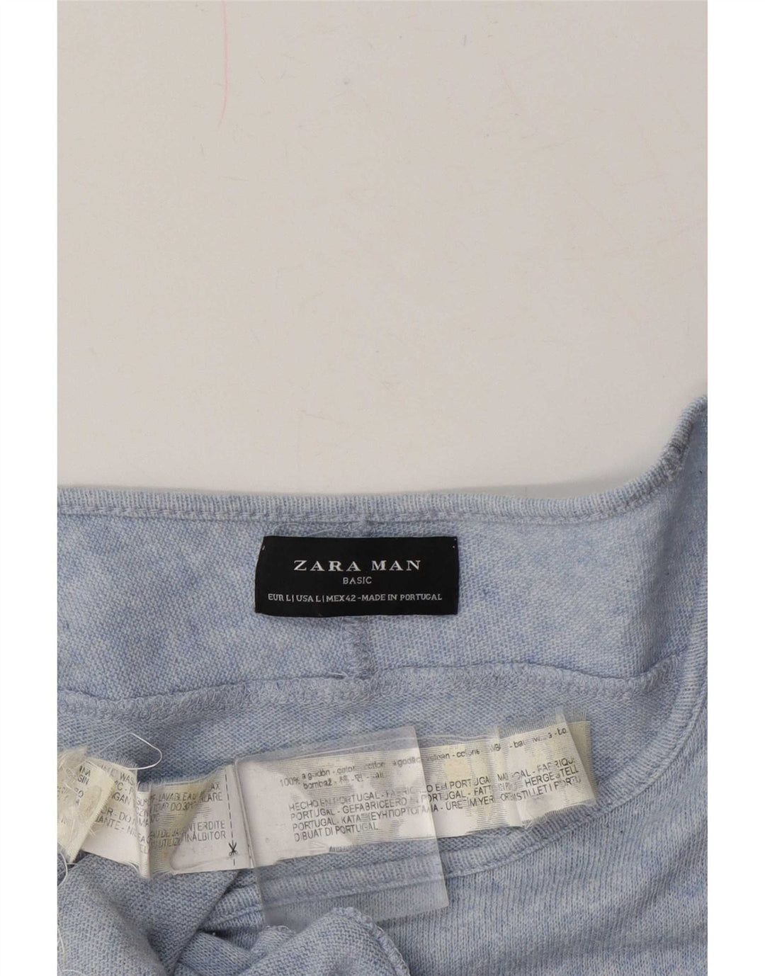 Zara Homme Top Manches Longues Large Bleu Moucheté Coton