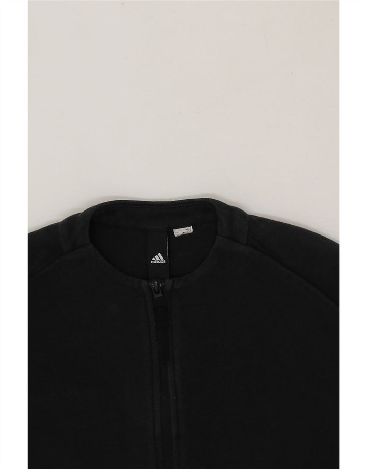 ADIDAS Womens Graphic Longline Tracksuit Top Jacket UK 10 Small Black Vintage Adidas and Second-Hand Adidas from Messina Hembry 