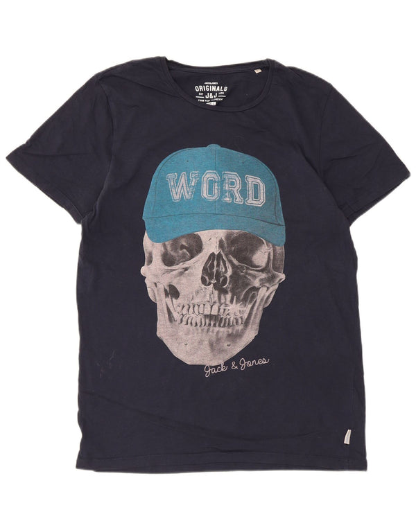 Jack & Jones T-Shirt Graphique Homme Grand Bleu Marine Coton