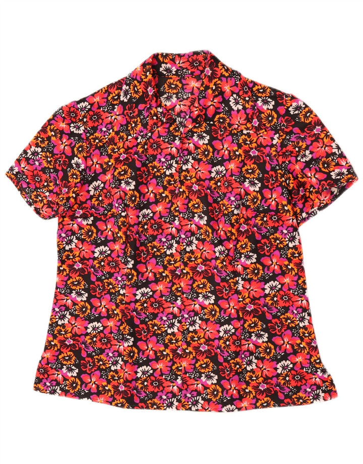 vintage Femme Blouse Top UK 14 Grand Rouge Floral