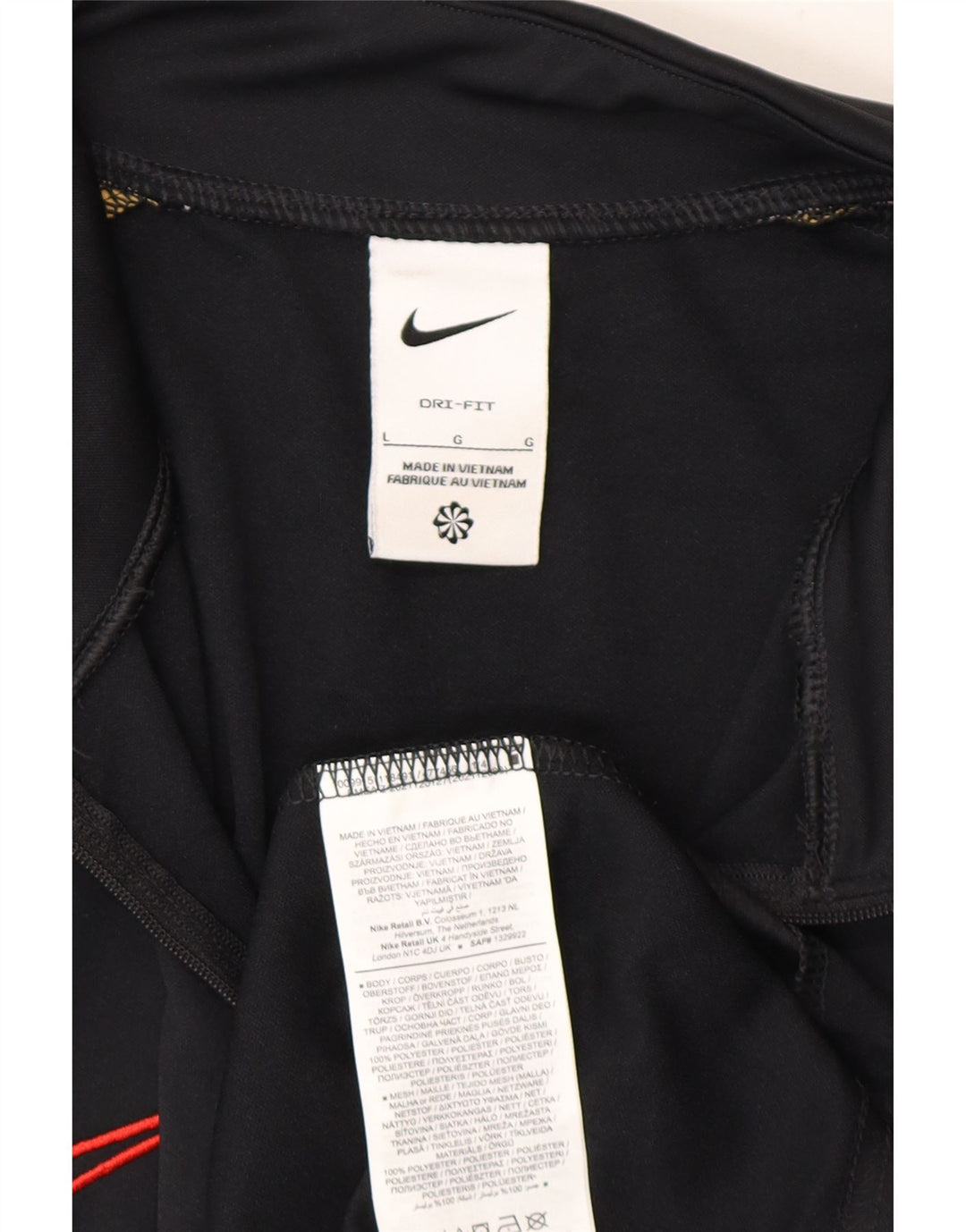 Nike Haut de survêtement Dri Fit avec col zippé et col zippé pour homme, grand, noir, color block