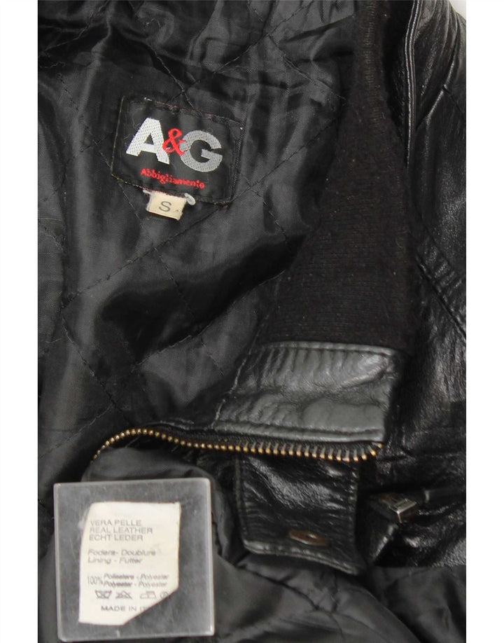 veste en cuir homme vintage UK 36 Petit cuir noir