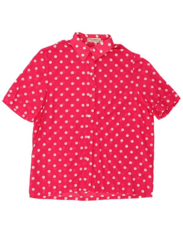 Guarnera Chemise à manches courtes pour femme UK 16 Grand coton à pois rose