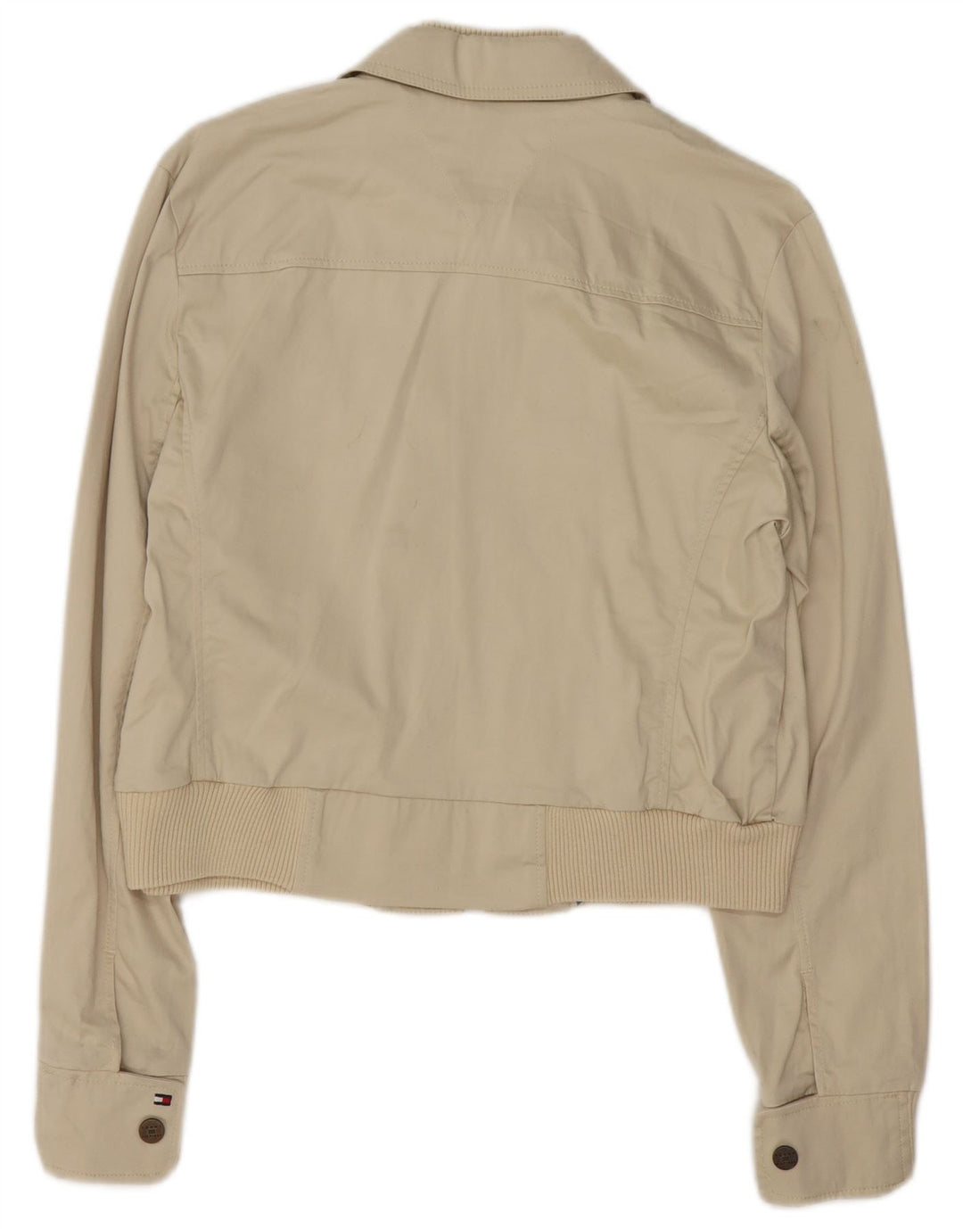Tommy Hilfiger Veste Bomber Courte Femme UK 16 Grand Coton Beige