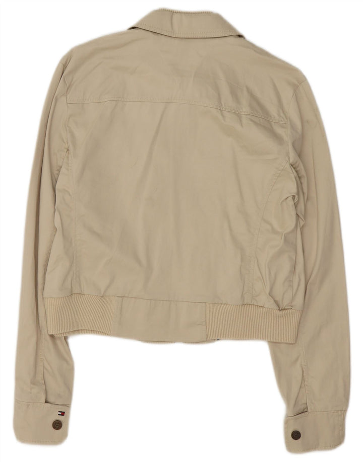 Tommy Hilfiger Veste Bomber Courte Femme UK 16 Grand Coton Beige