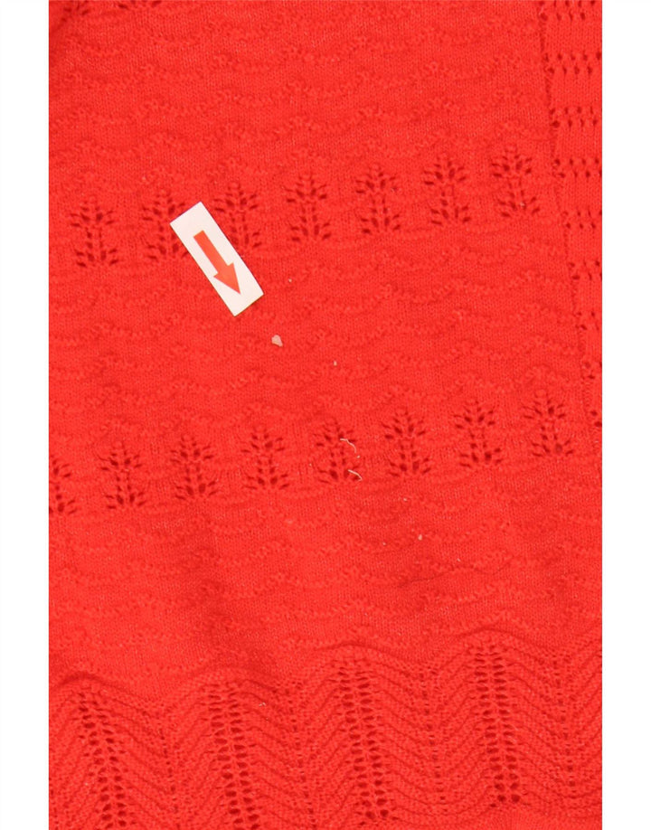 Marks & Spencer Pull col en V pour femme UK 14 Rouge moyen Polyester
