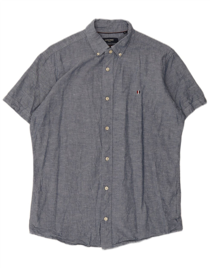 Jack & Jones Chemise à Manches Courtes Homme Bleu Moyen Coton