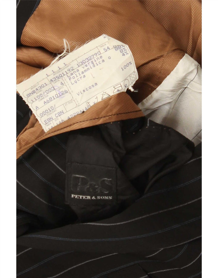 Peter & Sons Veste Blazer 3 Boutons Homme IT 54 2XL Laine Rayée Noir