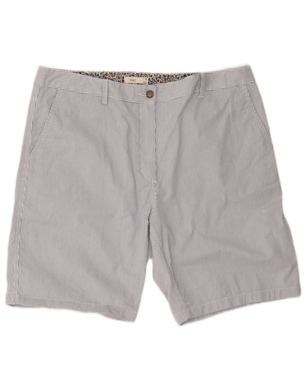 Marks & Spencer Short chino pour femme UK 18 XL W40 Bleu à fines rayures en coton