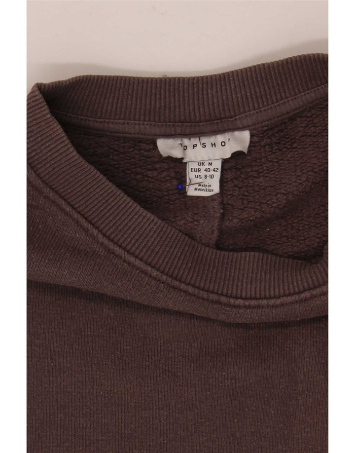 Topshop Sweat-shirt court surdimensionné pour femme UK 14 Gris moyen Coton